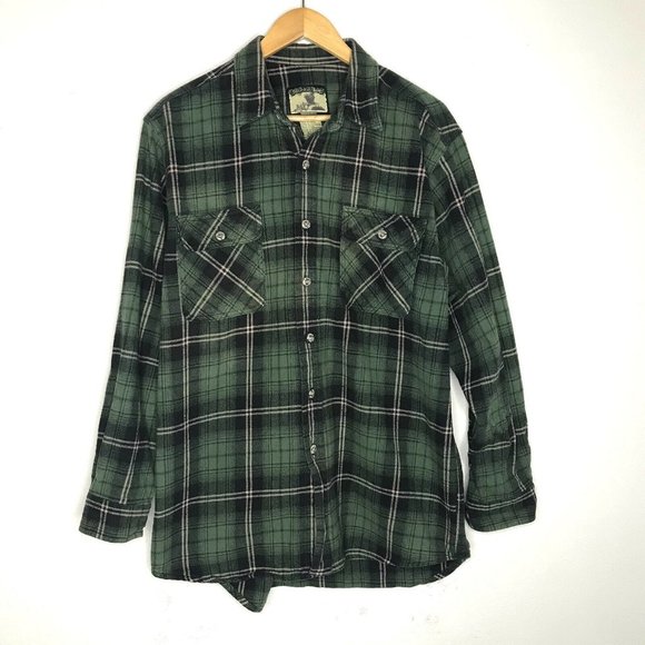 Field & Stream Other - Field & Stream Mens Large Heavy Cotton Flannel Shirt Long Sleeve Green Plaid